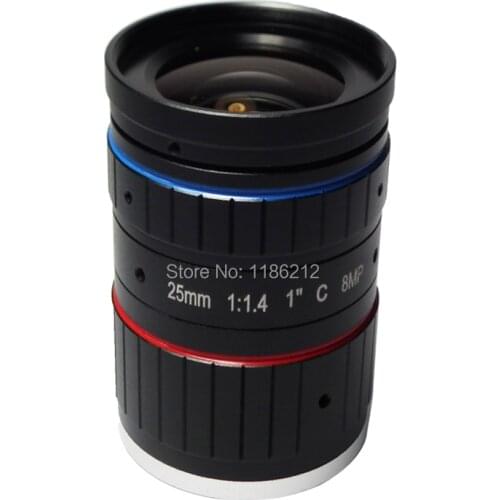 8.0Mega Pixel C Mount 25mm 1" F1.4 ITS Correction fixed focal length lenses Industrial camera manual Iris CCTV Lens