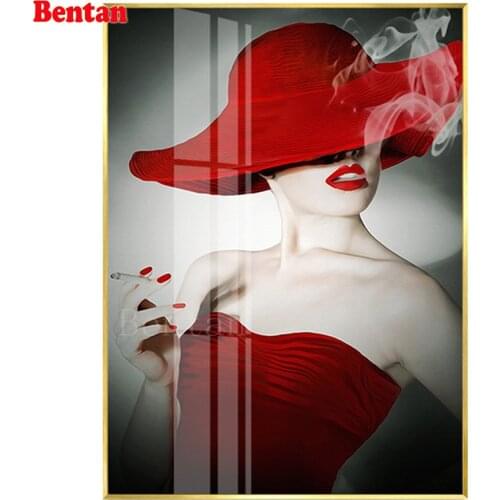 DIY square round diamond Embroidery Fashion hat Woman 5D DIY Diamond mosaic Diamond Painting Cross Stitch Rhinestone icon