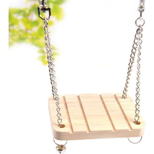Small Pet Supplies With Bell Fun Hamster Swing Wooden Suspension Bridge Swings Toy Parrot Bird Board Swing Pet Toy