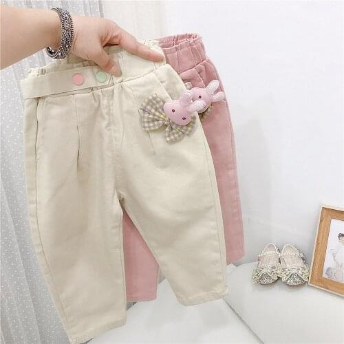 Fashion Girls Kids Casual Pant Autumn Children Baby Plaided Bow Full Length Pants Trousers ADK389