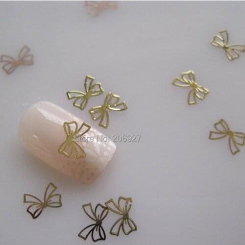MS267-2 100pcs Gold Cute Bow Metal Sticker Nail Art Metal Sticker Nail Art Decoration Non-adhesive Sticker