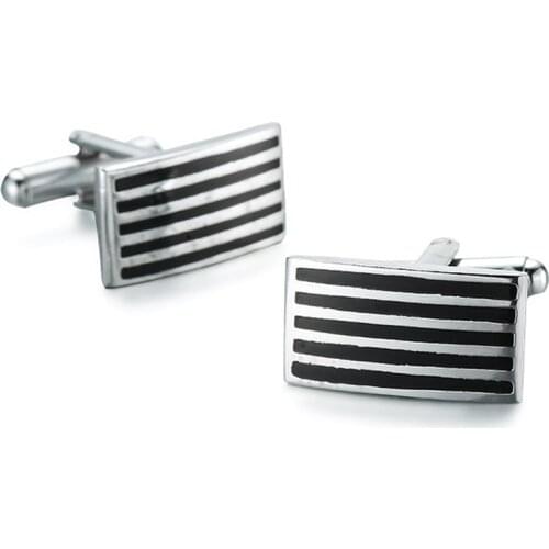 DY new high quality French fashion business men Cufflinks rectangular Silvery Stripe Cufflinks wholesale and retail