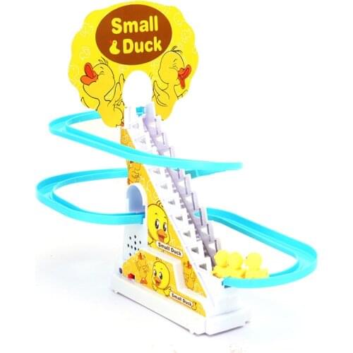 Novelty Funny Yellow Duck Pig Penguin Slide Electric Railcar With Music Climbing Stairs Educational Toys for Children Puzzle Toy