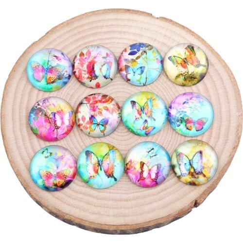 Onwear mix butterfly flower photo round pendant glass cabochon 25mm 20mm 8mm 30mm 40mm diy jewelry components