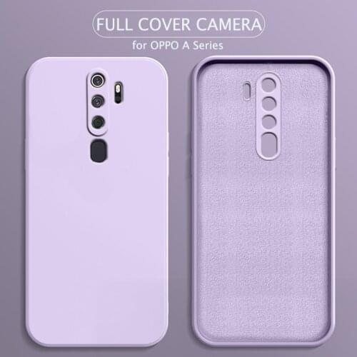 Original Silicone Phone Case For Oppo A5 A9 2020 A11X A79 A37 A12E A3S A52 A72 A92 A93 A83 A73 A94 A53 Square Soft Fundas Cover