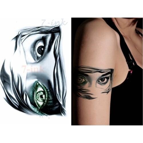 Water Transfer fake tattoo cool Masked woman tatoo Waterproof Temporary Tattoo flash tatto for gril woman 10.5*15 cm