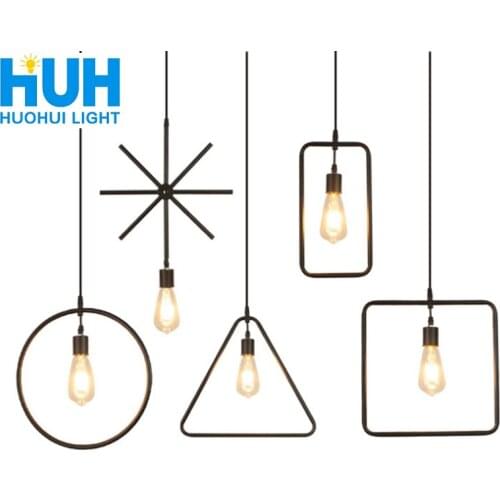 Retro Style Geometric Nordic Pendant Light Lamp Creative restaurant Bar Simple Chinese Dining Table Pendant Lighting Fixtures