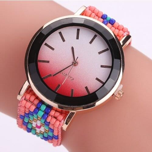 Dropshipping Handmade Braided Gradient Watch Luxury Women Dress Wrist Watches Ladies Quartz Watches Relogio Feminino