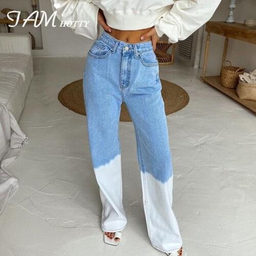 Y2K Tie Dye Print Straight Jeans Women Vintage Wide Leg Boyfriend Mom Denim Jeans Streetwear Baggy Outfits Pants 2020 Iamhotty