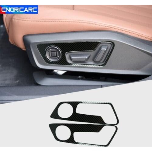 Car Styling Seat Adjustment Panel Frame Cover Decoration Trim For Audi A6 C8 2019 2020 Carbon Fiber Color Interior Accessories