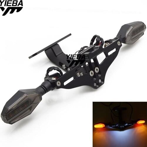 Motorcycle Adjustable License Number Plate Frame Holder Bracket LED FOR KAWASAKI Z250 Z800 Z1000 z750 YAMAHA MT07 FZ07 MT09 FZ09