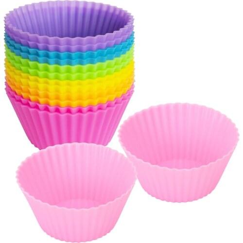 10PCS/Lot Silicone Cake Molds Cups Muffin Cup Chocolate Pudding Jelly Cupcakes Colorful Round Shape Mold Kitchen Baking Tool