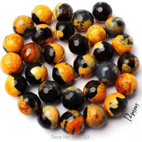 High Quality 12mm Natural Multicolor Stone Faceted Round Shape DIY Gems Loose Beads Strand 15" Jewellery Creative Making w3323
