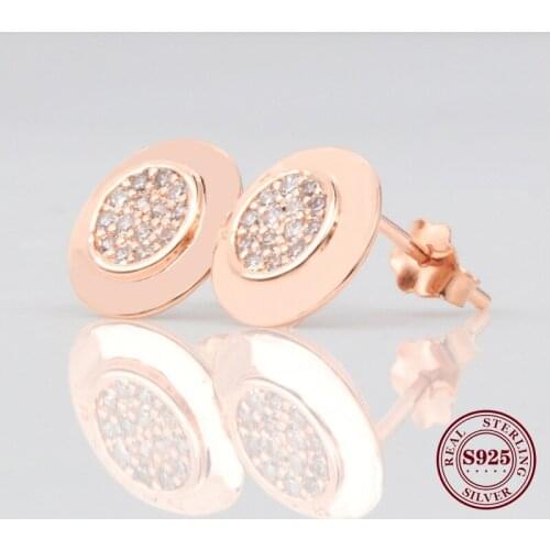 New Original 925 Sterling Silver Earring Vintage Allure With Crystal Studs Earrings For Women Wedding Gift Fashion Jewelry