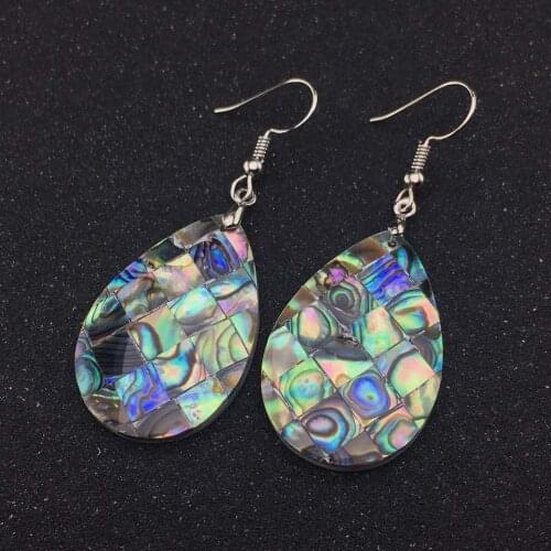 CSJ Natural Abalone Shell Earring Trendy-beads Silver Color Plated Wire Wrap Water Drop For Women Jewelry Earrings
