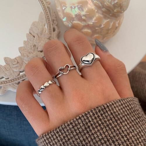 Orgin Summer Minimalist Love Heart Metal Open Ring for Women Exquisite Hollow Out Adjustable Ring Everyday Accessories Hot