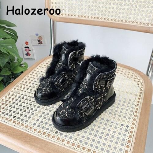 Winter Kids Boots Baby Girls Warm Snow Boots Children Slip On Shoes Boys Black Ankle Boots Fashion Brand Shoes Leather Boots New