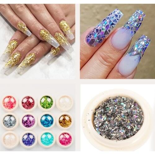 1 Box Holographic Nail Glitter Irregular Paillette Laser Silver Shell Flakes Mermaid Mirror DIY Sequins Nail Art Decoration