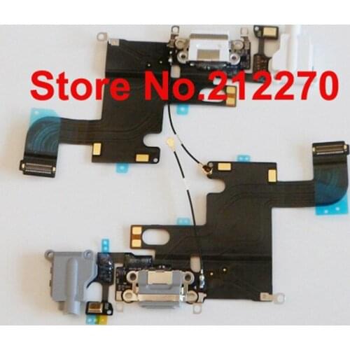 100pcs Free DHL EMS Origianl New Charging Charger Port Dock Headphone Jack Mic Flex Cable Ribbon For iPhone 6 4.7" Gray/White