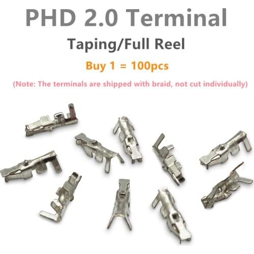 100PCS JST PHD2.0 terminal Connector 2.0mm Pitch double row mating terminal double row connector crimping head for Cable Wire