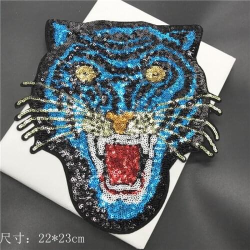 20pcs Sequin Embroidered Tiger Patches For Clothes Diy Patch Applique Bag Clothing Coat Sweater Crafts Decoracao Roupa Badge