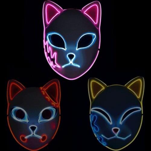 2021 Demon Slayer Tanjirou Mask Sabito Mascarilla Anime Masks Makomo Cosplay Masques Halloween Costume Mascaras LED