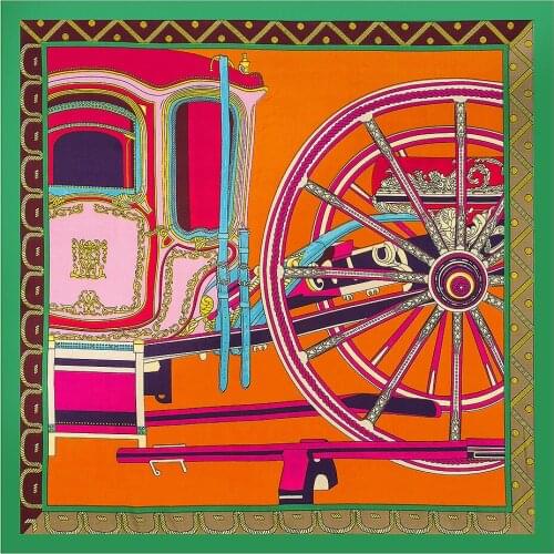 60x60cm Fashion Style 100% Silk Scarf Women Carriage wheel lady professional silk scarf small square