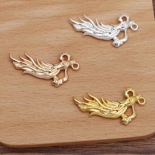 20 PCS 41*21mm Retro Metal Alloy Phoenix DIY Handmade Hair Accessories For Jewelry Making