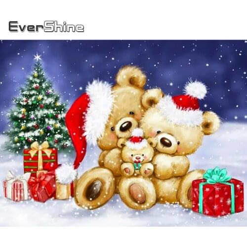 Evershine DIY Diamond Embroidery Bear Animal Picture Rhinestone Cross Stitch Diamond Painting Winter Mosaic Art Christmas Gift