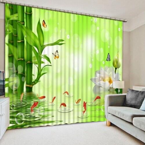 Bamboo curtains Landscape Scenery Beauty Digital Photo Printing Blackout 3D Curtains for Living Room louts curtain