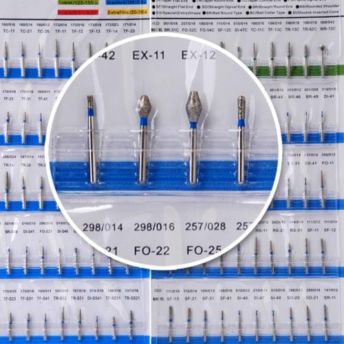 50pcs Dental Diamond Burs 150 Types Flat-end Tapered Medium FG1.6mm Handpiece