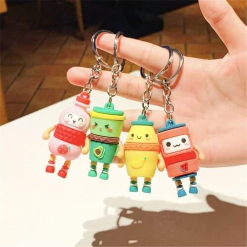 Cute Cartoon Anime banana strawberry watermelon avocado 3D Keychain Cartoon Doll Key Chains Cute Keyring Car charms key Holder