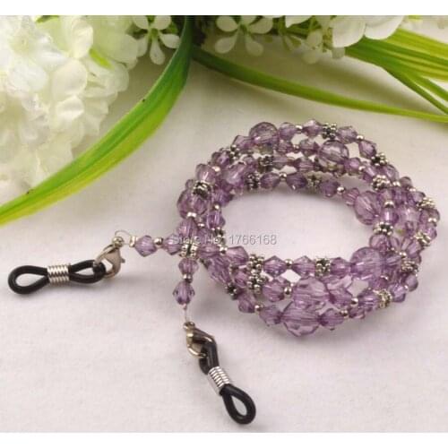 20PCS Purple Beads Eyeglass Sunglass Spectacle Cord Neck Strap String Chain Link Holder