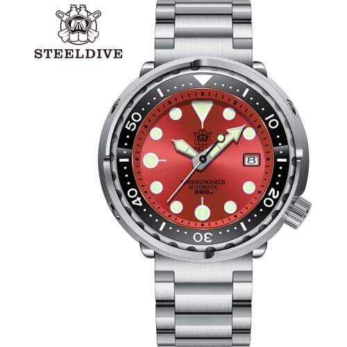 STEELDIVE SD1975 Luxury Watch 300M Waterproof Mechanical Wristwatch C3 Luminous Clock Sapphire Mirror Mens Automatic Dive Watch