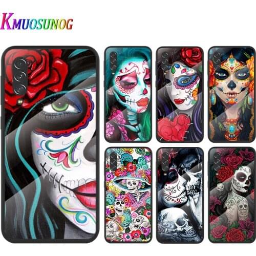 Catrinas and skull For Samsung Note 20 10 9 8 Ultra Lite Plus 5G A70 A50 A40 A30 A20 A10 Tempered Glass Phone Case