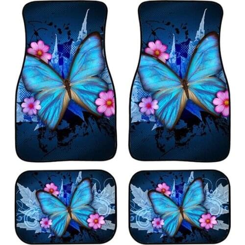 Aimaao Decorative Car Floor Mats Butterfly Print All Weather Non Slip Universal Fit Car Floor Carpet Best for Car SUV Truck