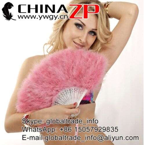 CHINAZP Factory Top Quality Dyed Elegant Deep Pink Marabou Feather Hand Fan Costume Fun Act Burlesque Decor dancing
