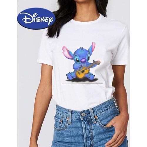 Disney T Shirt Women Lilo Stitch Cartoon Clothes Animation T-Shirt Summer Harajuku Short Sleeve Oversize TShirt Hipster Edgy