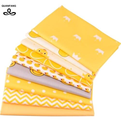 QUANFANG 9pcs/lot printing Cotton Fabric For Patchwork,Tissue,Cloth DIY,Sewing,Quilting Quarters Material Baby Children 20X25cm