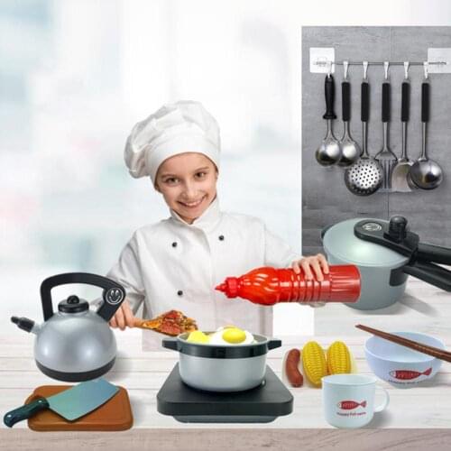 Kitchen Toy Set Utensils Cooking Pots Pans Kids Interesting Kettle Fried Eggs Simulation Cookware Pretend Play House Toy