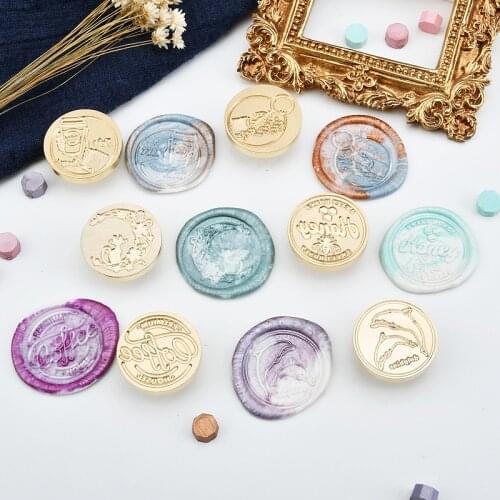 Cartoon Pattern Wax Seal Stamp Round Metal Seal Envelope Wedding Greeting Card Wax Seal Decoration