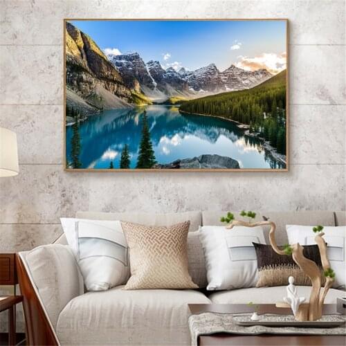 Nordic Snow Mountain Lake Forest Wall Art Canvas Painting Landscape Posters And Prints Wall Pictures For Living Room Decor