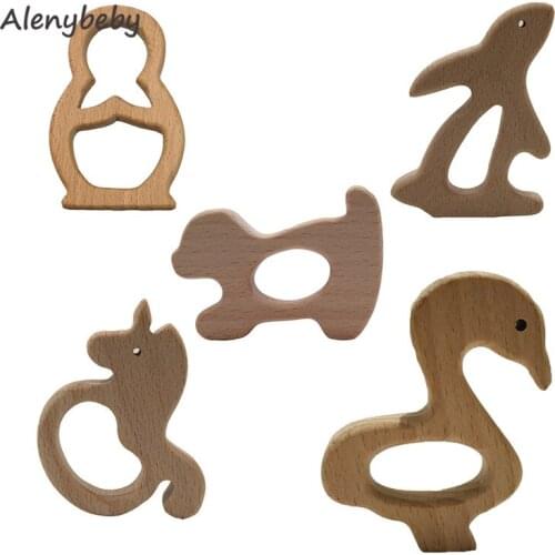 Natural Unpainted Wooden Teether Baby Teething Toys Moms DIY Crafts for Baby Molars Toys