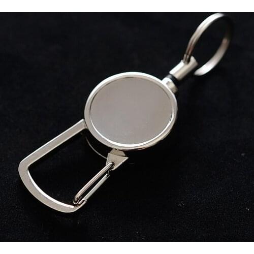 Stainless Steel EDC Retractable Key Chain Oval Shape Keychain Clip Ring Mini Outdoor Tools