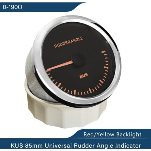 New KUS Univeresal Rudder Angle Indicator Gauge 85mm Red/Yellow available Backlight for Boat Yacht 12V 24V With Sensor