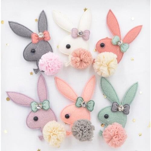Wholesale 48Pcs Plush Fabric Patch Cartoon Rabbit Applique for DIY Baby Clothing Hat Shawl Shoes Headwear Decor Accessories S63
