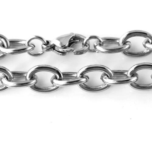 8mm wide 18inch- 32 inch for choose Stainless Steel New Fashion Oval Link Chain Necklace Mens Jewelry