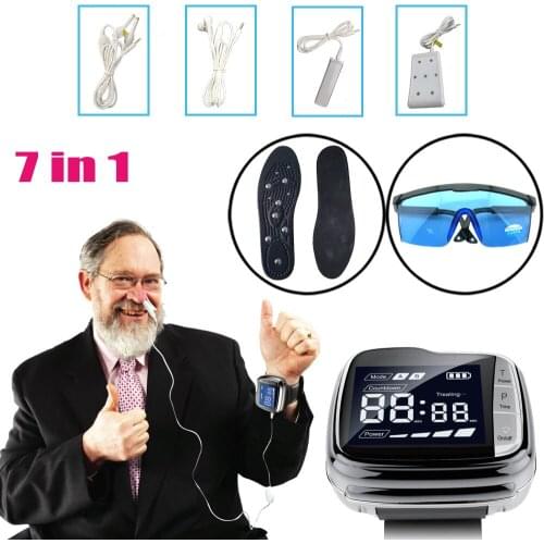 LASTEK 7 in 1 Family Kit Laser Therapy Watch + 4 ENT Pain Treatment Accessories + 650nm Laser Goggles + Magnetic Therapy Insole