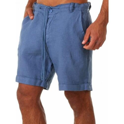 Summer Men Shorts Fashion Solid Color Mid Rise Drawstring Pockets Loose Knee-length Shorts Short Pants for Sports ropa hombre