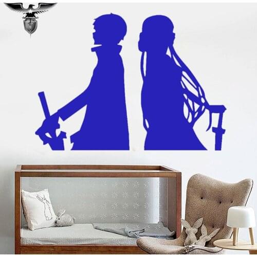 EmpireYing 3 Sizes 8 Colors Legendary Classic Novel Beautiful Guy Wearing A Sword Kirito Asuna Sao Car Sticker Decor Vinyl Decal